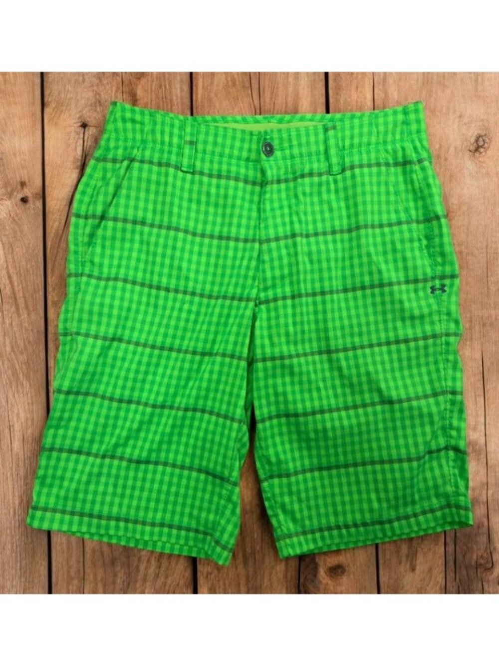 Under Armour Mens Green Plaid Shorts Size 32